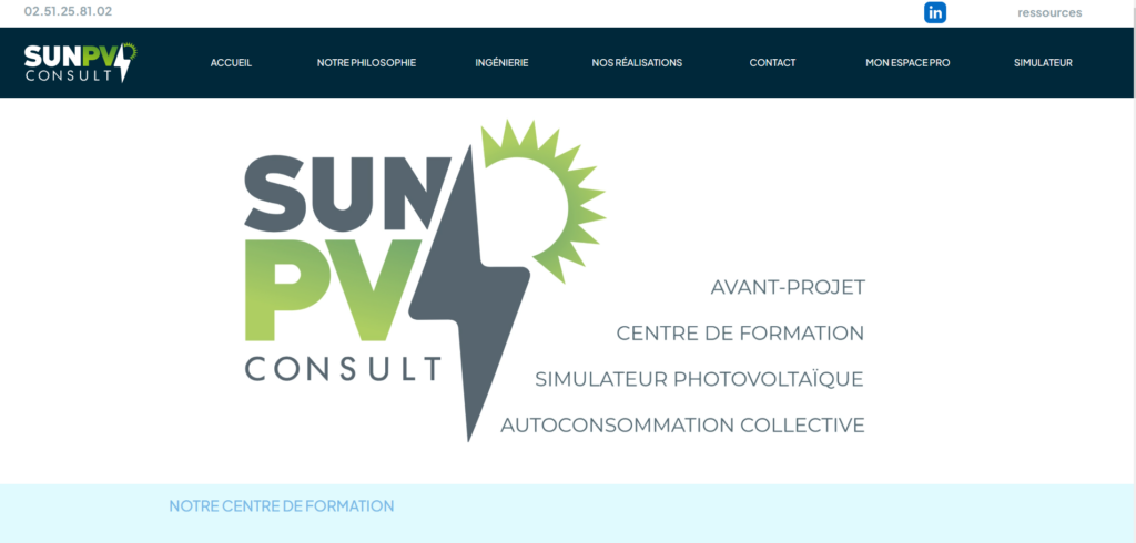 Site vitrine et application sunpvconsult